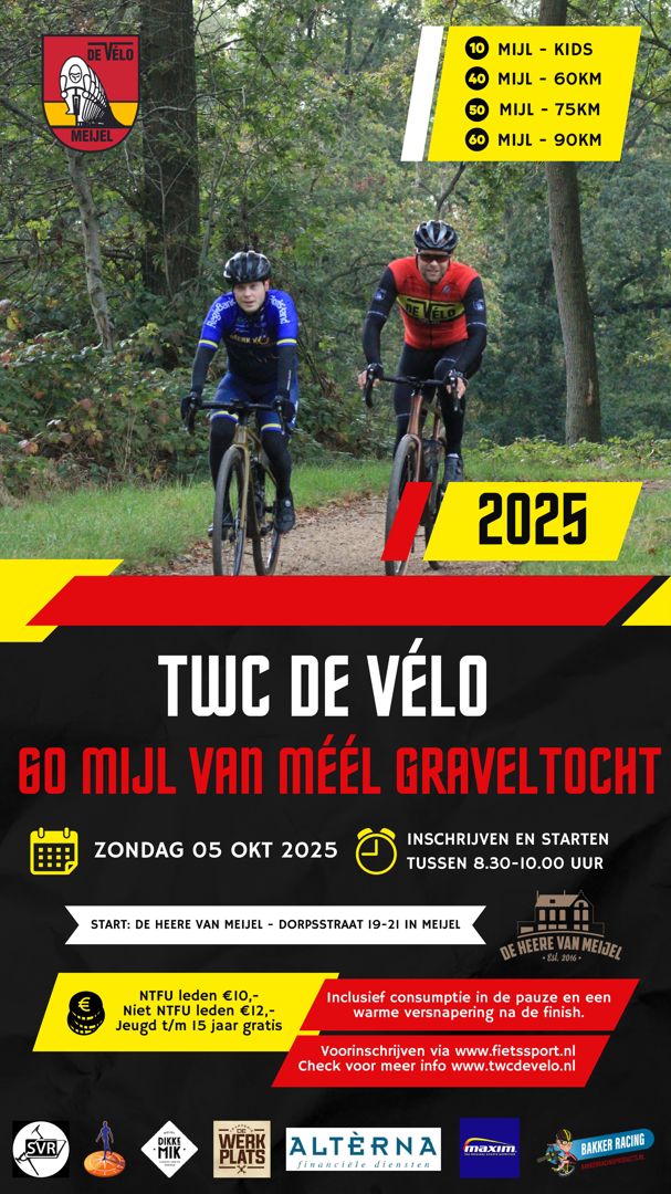 Velo gravelride 60 Mijl van Méél 2026